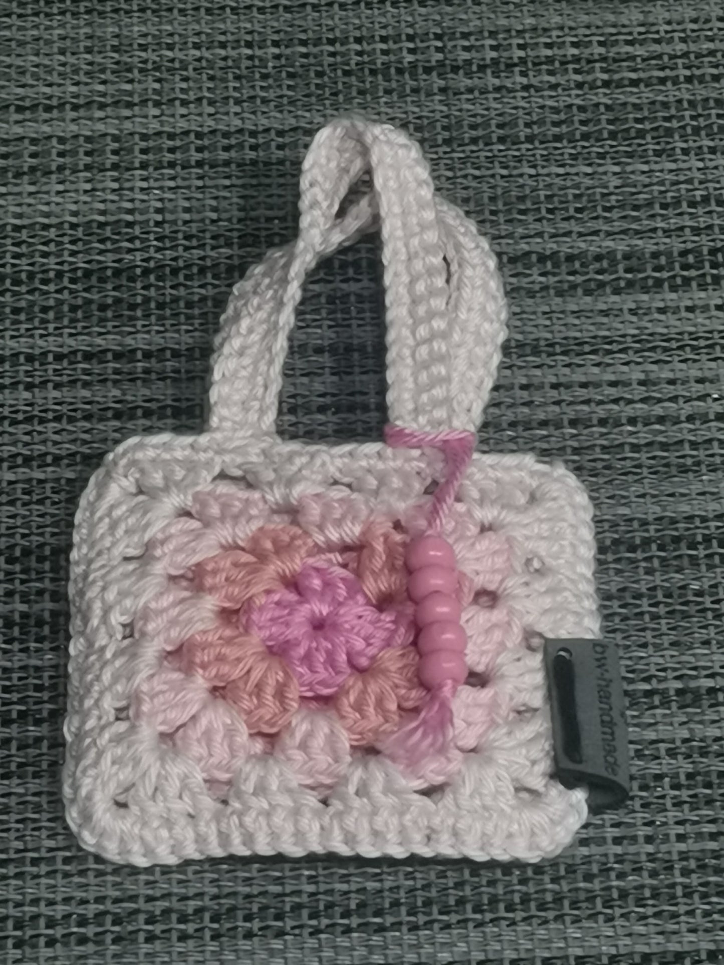 Rosa gehäkelte Barbie Umhängetasche aus Baumwolle, 7,5 x 7,5 cm